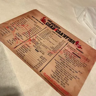 The menu