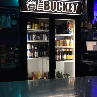 the back of a beverage cooler