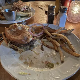 Mostly eaten burger before I remembered to take a picture.  Real fries.