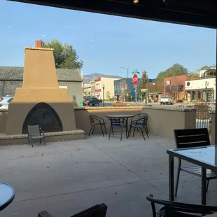 View looking outside from my table inside the cafe.