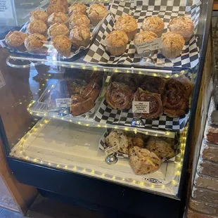 Bakery options. Scones, quiche and muffins