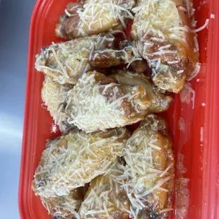 Garlic Parmesan Traditional Wings (10 )  1;10 10!!! Came out fresh &amp; hot.
