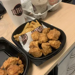 Flavorless chicken and fries