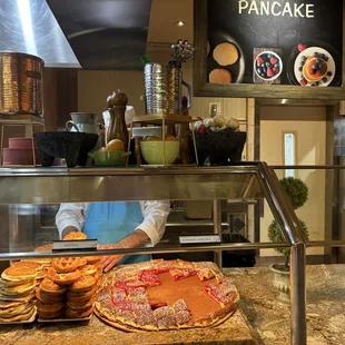 Pancake and waffles at brunch