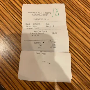 Receipt for 2.