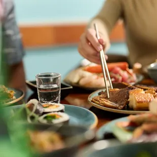 Pile your plates full of Korean BBQ flavors and more.