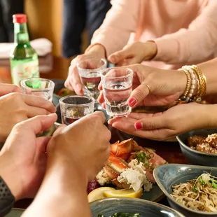 Cheers with soju