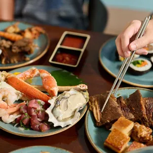 Try a variety of fresh seafood, paired with Korean BBQ flavors.