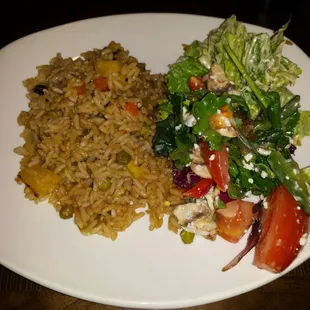 Pineapple jalapeño fried rice and salad