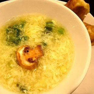 Excellent egg flower soup and potstickers