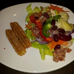 Churros and salad