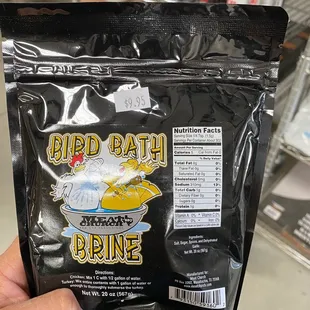 a bag of bird bath brine