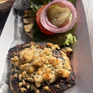 Great blue Bleu Cheese Burger