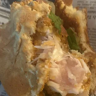 Raw chicken sandwich.