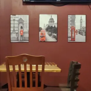 Room decor of British views.