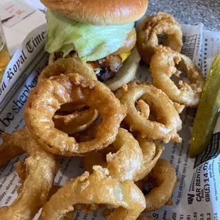 Big Daddy Burger with onion rings