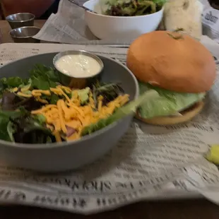 Black &amp; blue burger &amp;house salad