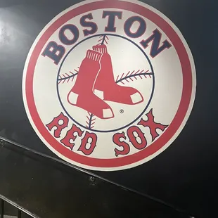 the boston red sox logo on the side of a train