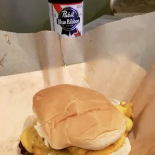 a burger and a beer