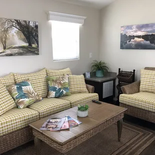 The Riverside Bungalow living room decor is delta chic.