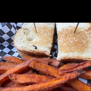 Patty Melt (1/4 lb) Burger with Sweet Potato Fries