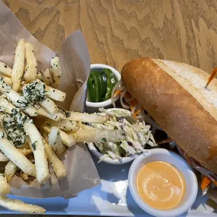 Bahn Banh Mi Sandwich with parmesan fries