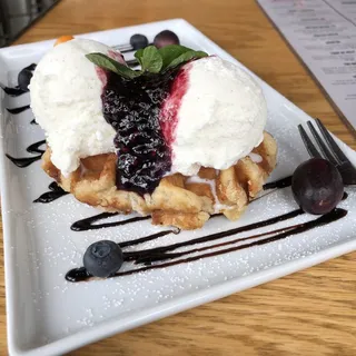Belgian Waffle With Vanilla Gelato
