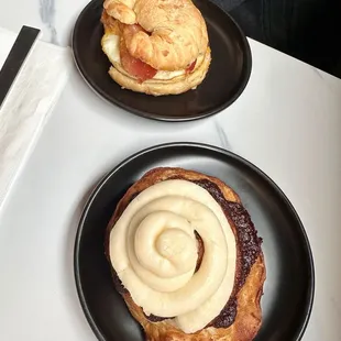 Giant Cinnamon Roll &amp; Breakfast Sandwich