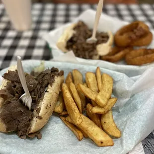 a sandwich and fries