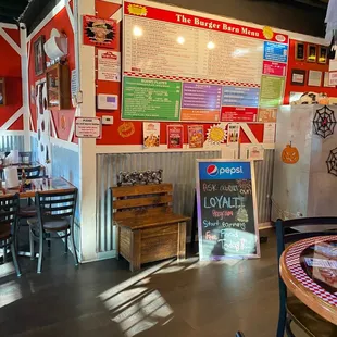 a large menu on the wall