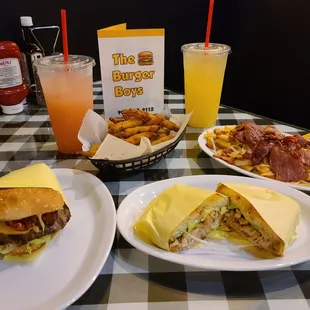Strawberry lemonade, pineapple , zucchini,  pastrami Chilli cheese fries, avocado bacon cheese burger &amp; California chicken melt.