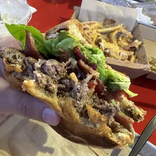 Cali burger with bacon and the signature fries