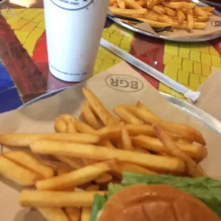 fries and a drink on the table