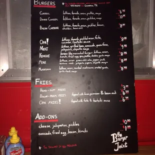 The menu