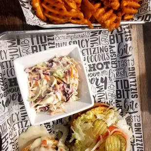 a plate of fries and a sandwich