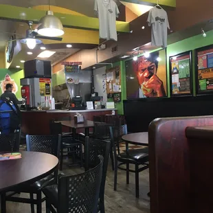 Menu on the wall and counter to order