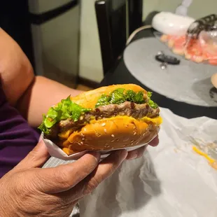 My mom's cheese burger looked pretty legit