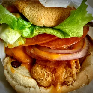 "Buffalo Chicken-Burger", tasty stuff.