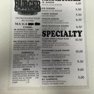 menu