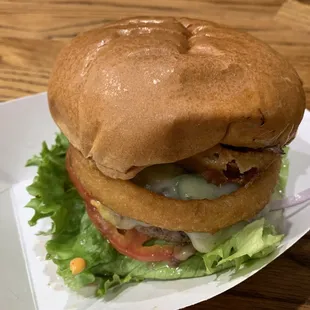 Ring of Fire Burger (added lettuce, tomato, onions)