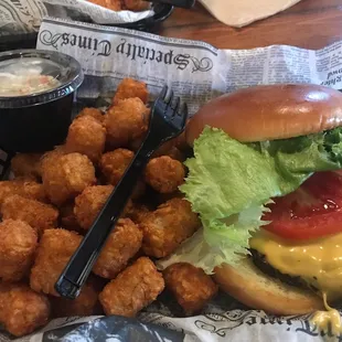 Single burger with Tots!