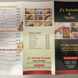 Front of Menu