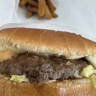 Classic Burger with a side of zucchini fries