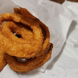 onion rings and a drink