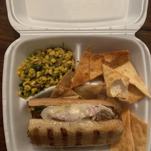 Kickin Cuban with side of corn/mango salsa