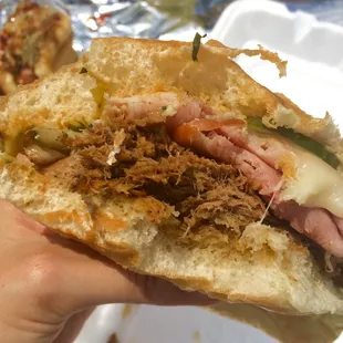 The Cuban:  ham, pulled pork, pickles, awesome.