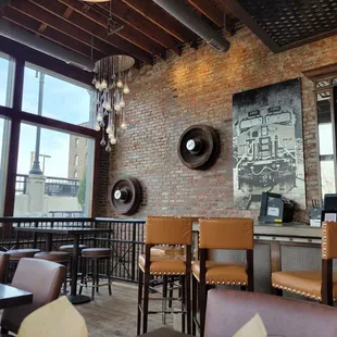 Inside looking at railroad decor