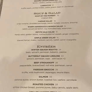 The Burnham Dinner Menu