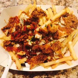 Fried chicken &amp; bacon fries