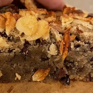 Inside the financier. Soft crumbly almond.